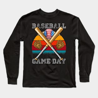 Baseball Lover American Game Day Flag Long Sleeve T-Shirt